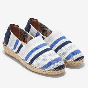Cole Haan Cloudfeel Striped Blue/White Espadrille Loafers, Size 9